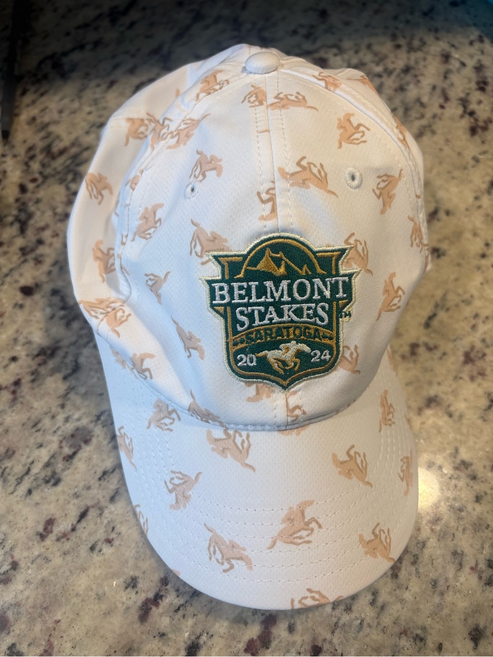 Belmont Stakes 2024 White & Tan Embroidered Baseball Cap